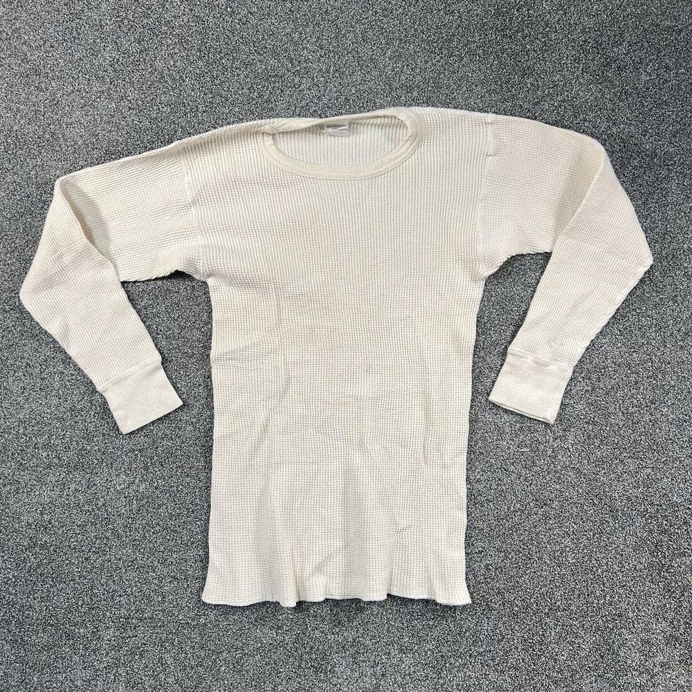 J.E. Morgan All Natural Mens L Thermal Shirt Waffle Knit 100% Cotton Ivory